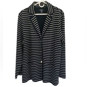 Chaps Women's Navy and White  Naval Striped  cardigan Sweater Blazer in size 1XT